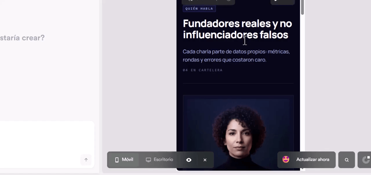 landing page ia mobile